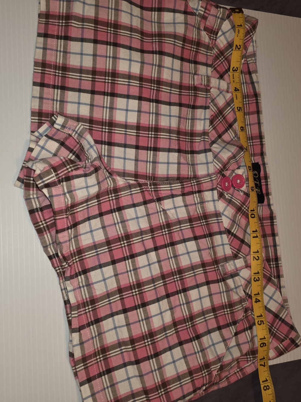 Juniors Size 11 Plaid Pink and Brown Shorts